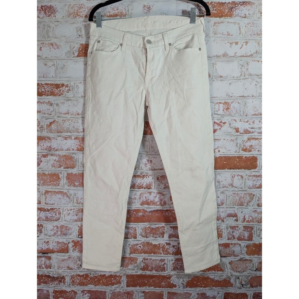 7 For All Mankind Skinny Jeans Womens 27 Off White‎ Stretch Denim Casual